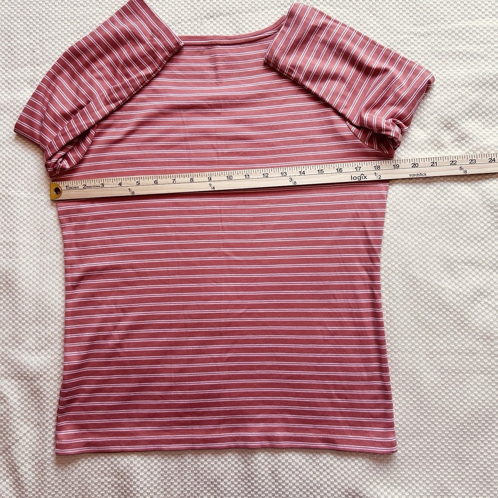 L.L. Bean Women's Small Petite Orange Stripe 3/4 Sleeve Casual Mature Preppy EUC - Picture 4 of 8